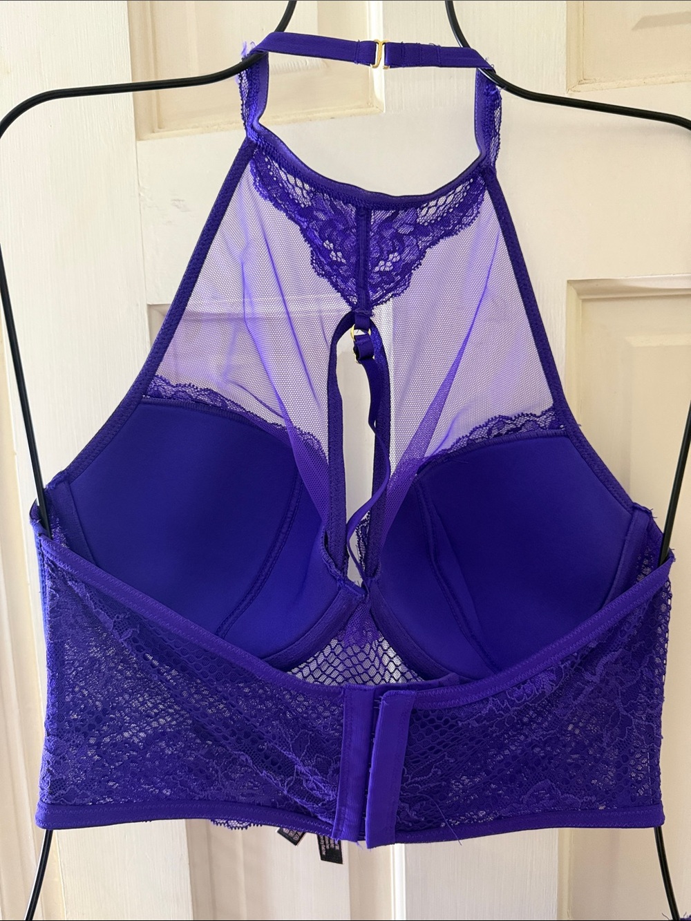 Victoria's Secret Electric Purple Lace Longline Bralette with Thong & Garter Set - Picture 5 of 16